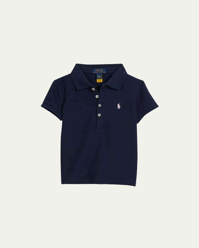 Girl's Logo Embroidered Short-Sleeve Polo Shirt, Size 2-